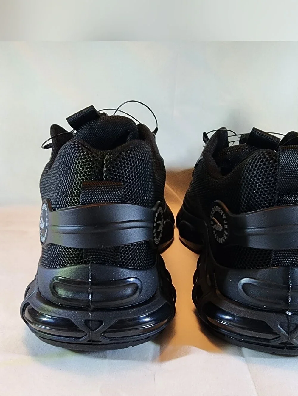 Noozier Steel Toe Safety Black Athletic Mesh Sneakers with Dial Lacing